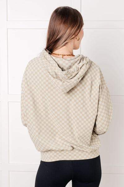 Ask Me Out Checkered Hoodie in SAGE