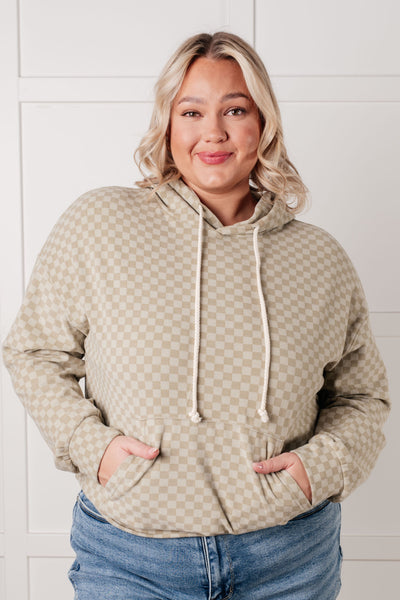 Ask Me Out Checkered Hoodie in SAGE