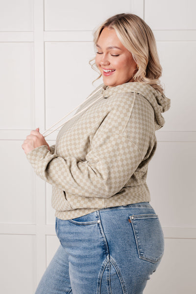 Ask Me Out Checkered Hoodie in SAGE