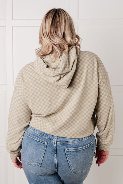 Ask Me Out Checkered Hoodie in SAGE