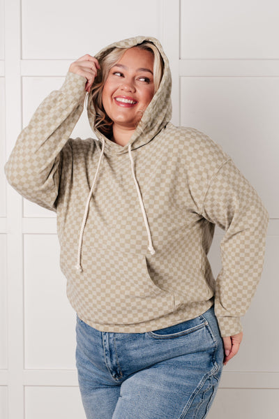 Ask Me Out Checkered Hoodie in SAGE