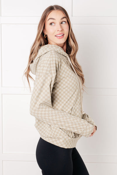 Ask Me Out Checkered Hoodie in SAGE