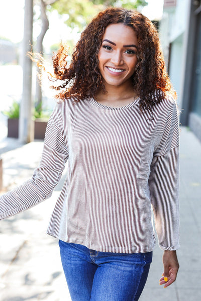 Hello Beautiful Camel Rib Dolman Sweater Top