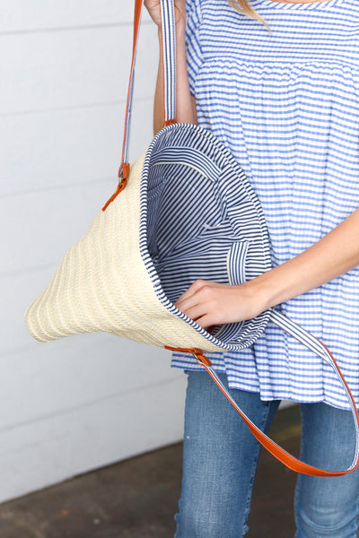 Cream Boho Raffia Woven Lined Large Tote Bag