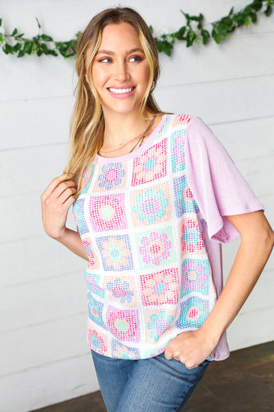 Lavender Flower Power Color Block Top