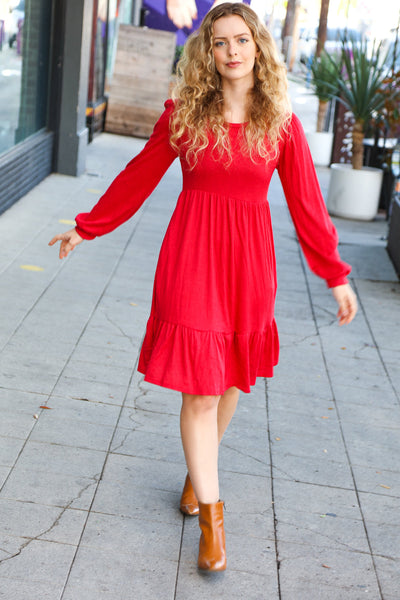 Lady In Red Hacci Fit & Flare Ruffle Dress