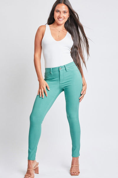 YMI Jeanswear Hyperstretch Mid-Rise Skinny Pants - Sea Green