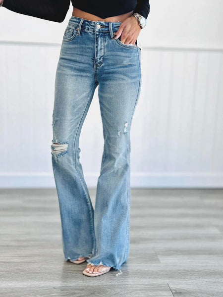 Judy Blue Full Size Medium Rise Tummy Control Destroy Flare