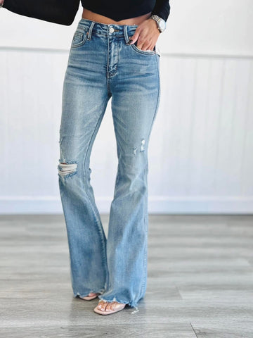 Judy Blue Full Size Medium Rise Tummy Control Destroy Flare