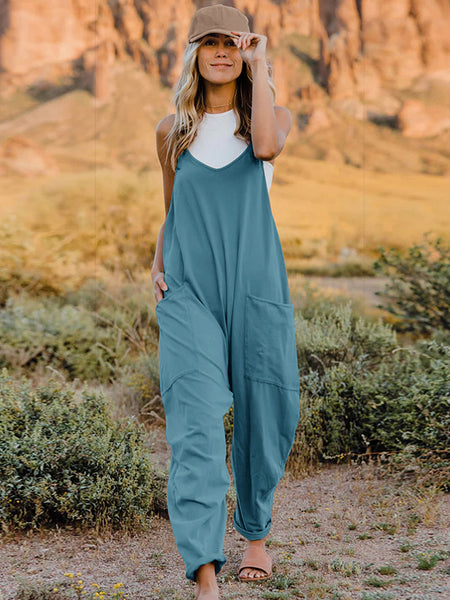 Double Take  V-Neck Sleeveless Jumpsuit with Pocket - 6 colors!