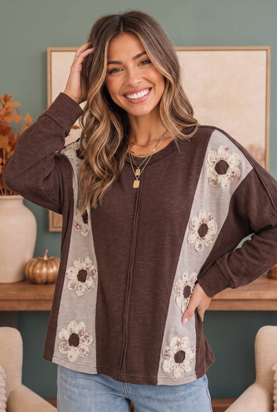 Darling Daisies Long Sleeve in Brown