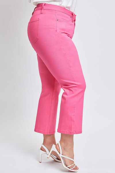 YMI Jeanswear Mid-Rise Hyperstretch Cropped Straight Pants - Fiery Coral