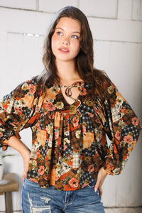 Apple Cider Patchwork Print Blouse