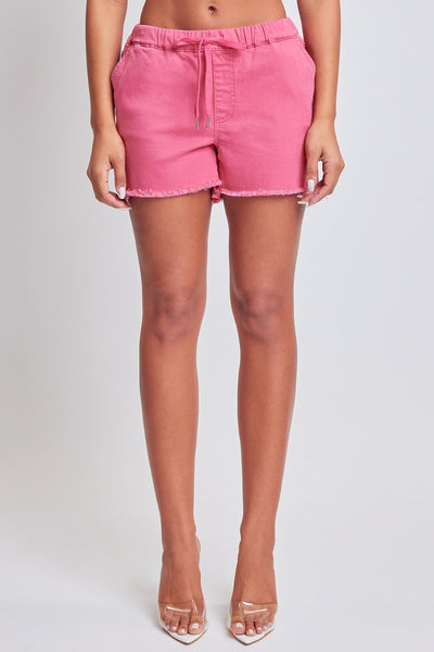 YMI Jeanswear Drawstring Raw Hem Shorts - Summer Pink