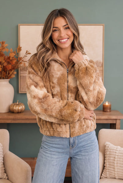 Homecoming Faux Fur Zip Up Jacket