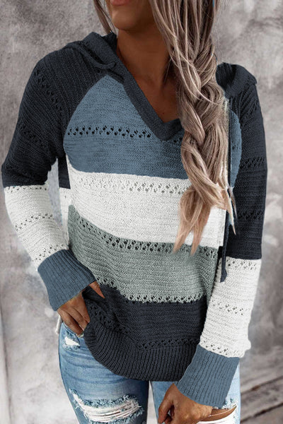 Color Block Knitted Hoodie - 3 color options!