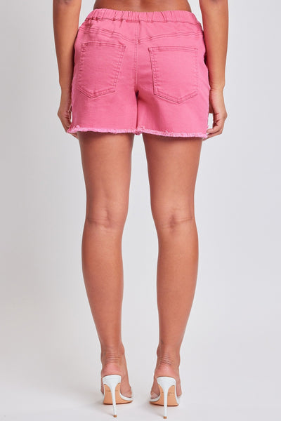 YMI Jeanswear Drawstring Raw Hem Shorts - Summer Pink