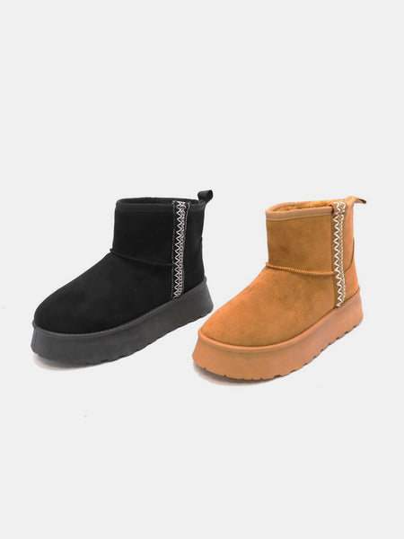 WILD DIVA Round Toe Platform Boots - Carmel