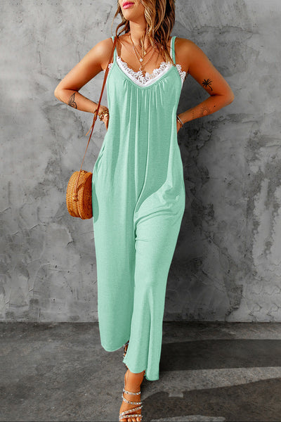 Full Size Spaghetti Strap Wide Leg Jumpsuit