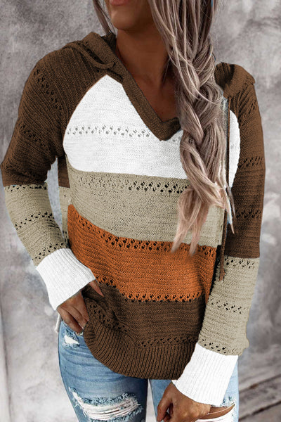 Color Block Knitted Hoodie - 3 color options!