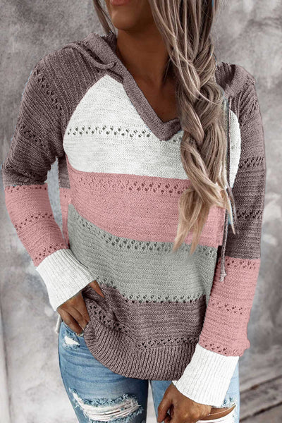 Color Block Knitted Hoodie - 3 color options!