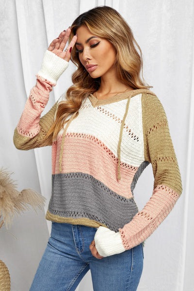 Color Block Knitted Hoodie - 3 color options!