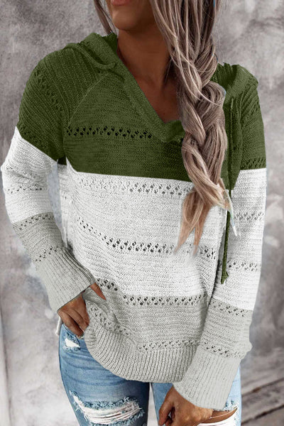 Color Block Knitted Hoodie - 3 color options!