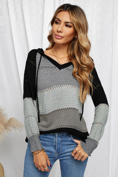 Color Block Knitted Hoodie - 3 color options!