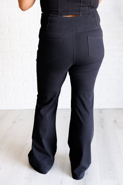 Building Habits Twill Flared Crossover Waist Pant in Black