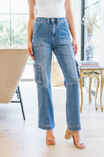 Clarissa High Rise Wide Leg Cargo Jeans