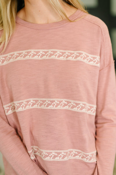 Down to Every Detail Drop Shoulder Long Sleeve in Dusty Rose