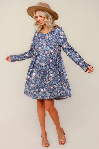 Midnight Meadows Charcoal Swing Dress