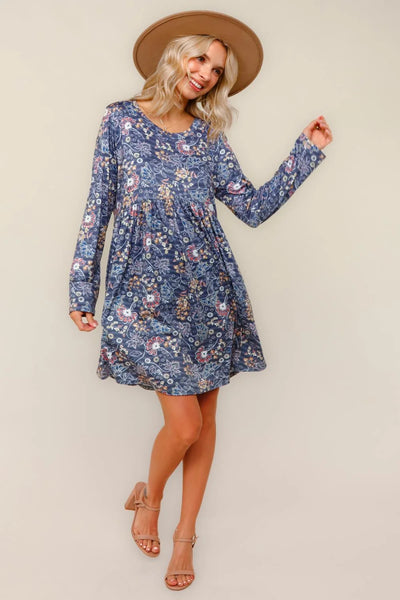 Midnight Meadows Charcoal Swing Dress