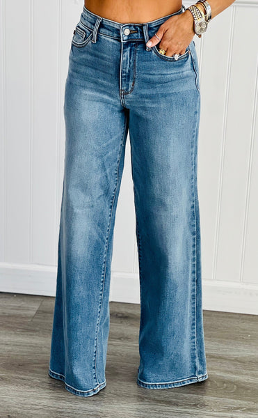 Judy Blue Full Size Wide Leg Jeans with Pockets