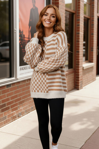 Cozy Crossroads Taupe Sweater
