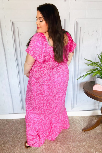 Perfectly You Fuchsia Ditzy Floral Fit & Flare Maxi Dress