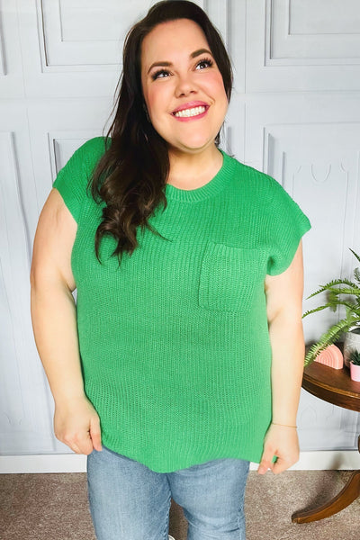 Seize The Day Kelly Green Dolman Rib Sweater Top