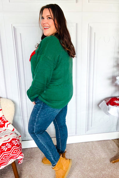 Be Merry Hunter Green Pop Up Sweater