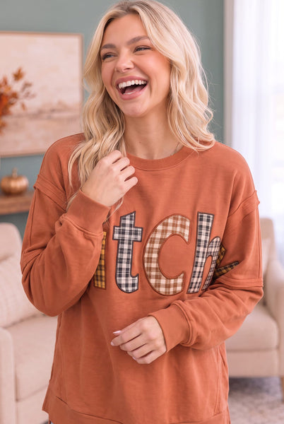 Witchy Plaid Patch Sweatshirt