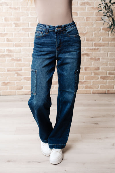 Leila High Rise Cargo Straight Jeans