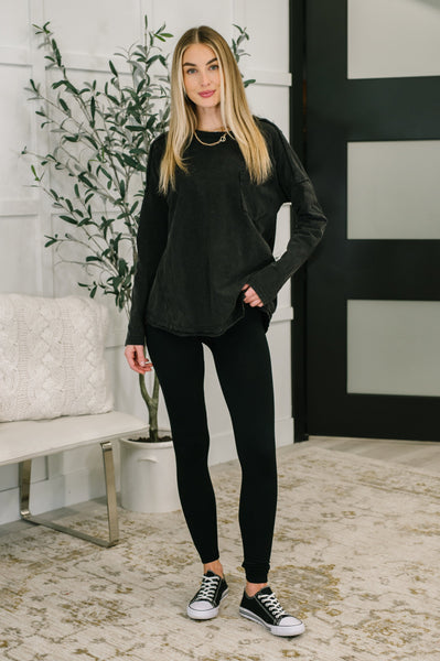 Simple as That Drop Shoulder Exposed Seam Top