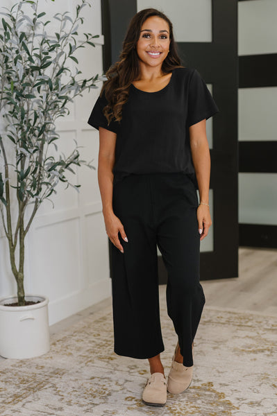 Thyme Boxy Tee in Black