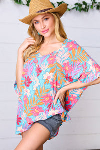 Multicolor Tropical Floral Print Woven Top