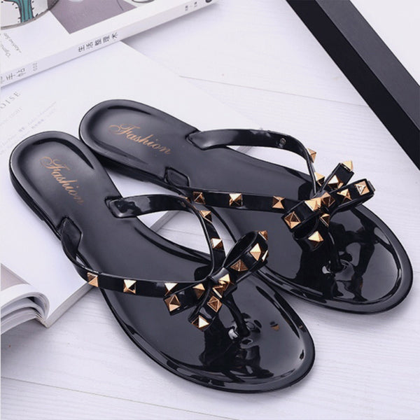 Bow Toe Post PVC Sandals - 2 color options!