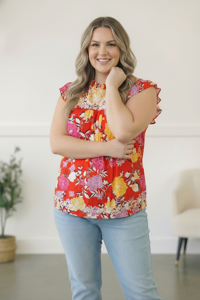 Floral at the Fiesta Flutter Top