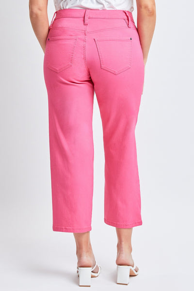 YMI Jeanswear Mid-Rise Hyperstretch Cropped Straight Pants - Fiery Coral