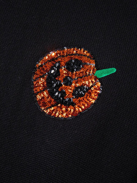 Plus Size Sequin Pumpkin Round Neck Sweater