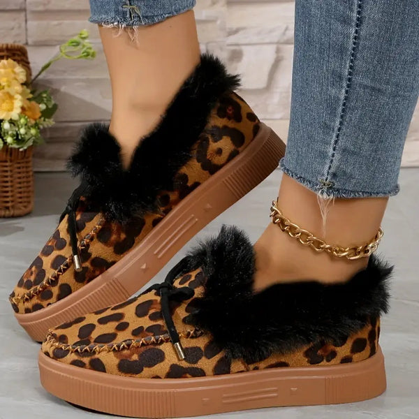Bow Furry Round Toe Flat Slip-Ons - 9 color options!