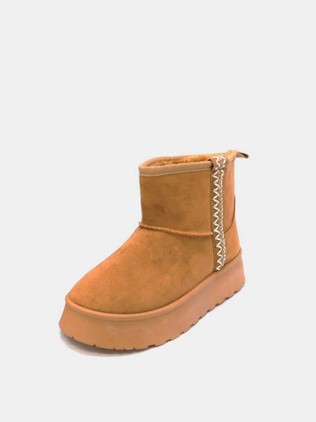 WILD DIVA Round Toe Platform Boots - Carmel
