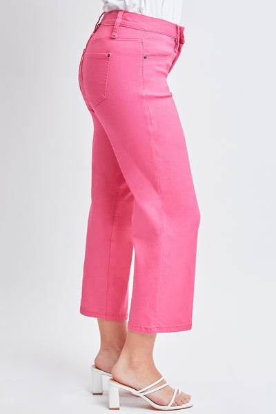 YMI Jeanswear Mid-Rise Hyperstretch Cropped Straight Pants - Fiery Coral